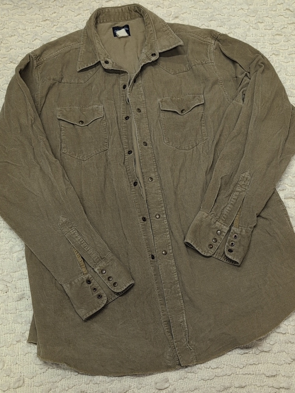 Wrangler 2X Tall Vintage Corduroy Cowboy Shirt Jacket Snap Close Long Sleeve